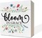 Spring Wooden Box Sign – Rustic White Floral Bloom “Bloom in Grace” Desk & Tabletop Decor for Home, Living Room, Shelf & Seasonal Decoration